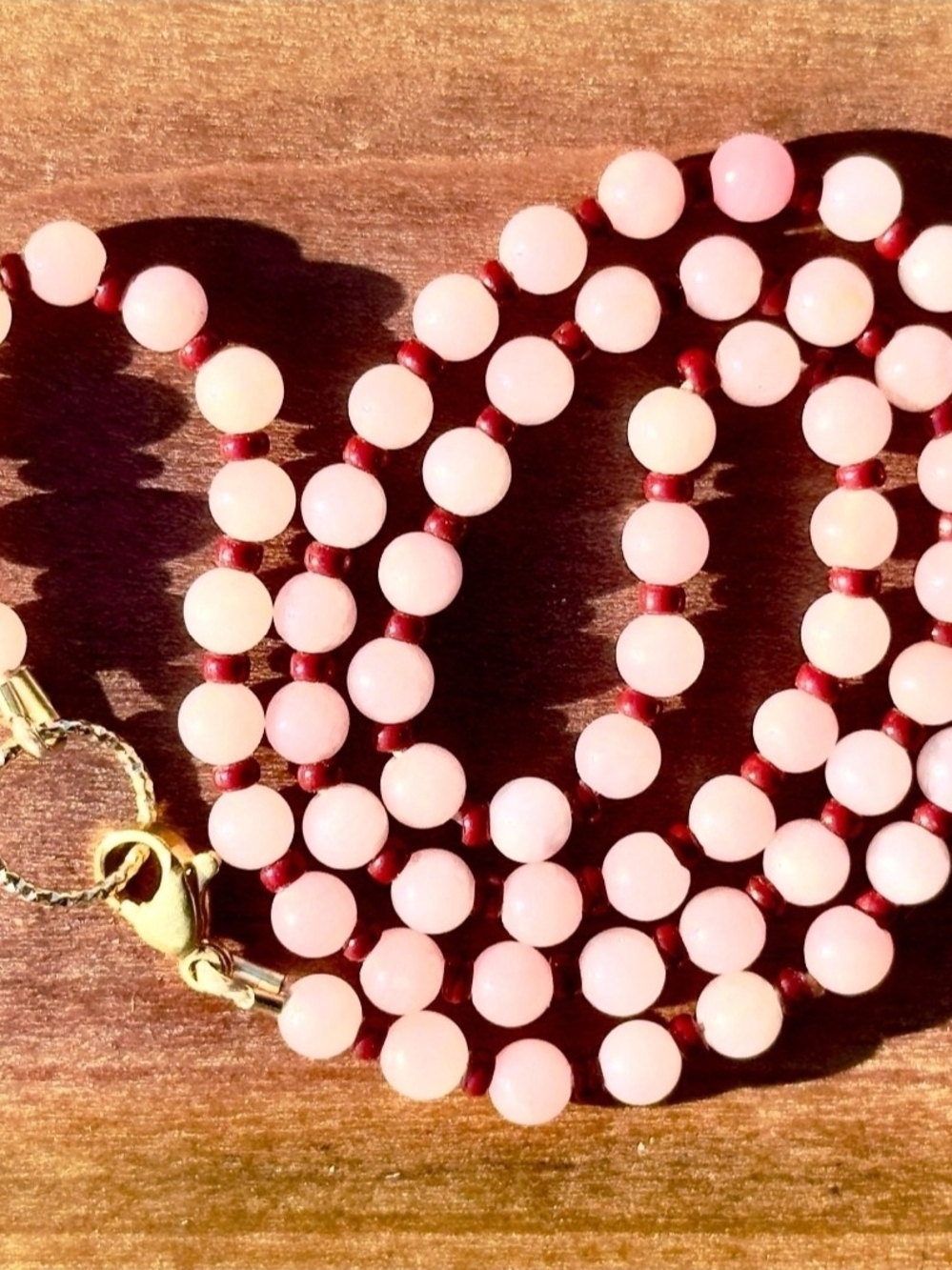 NWT Rose Quartz And Garnet Gemstone Candy Necklace